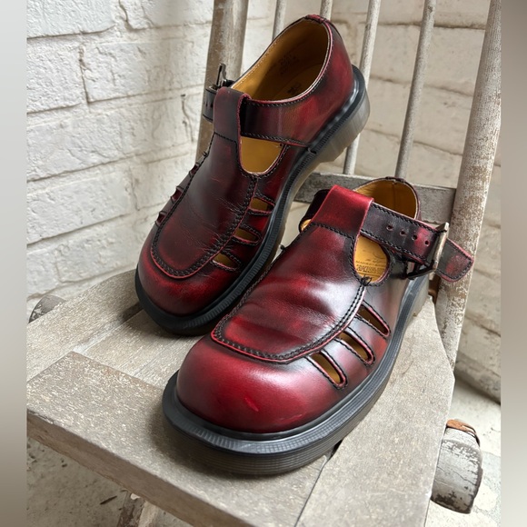 🌟Vintage🌟 8251 Women’s 🇬🇧DR. MARTENS Burgundy Leather MARY JANES UK 4 /US 6.5-7 - Picture 2 of 9